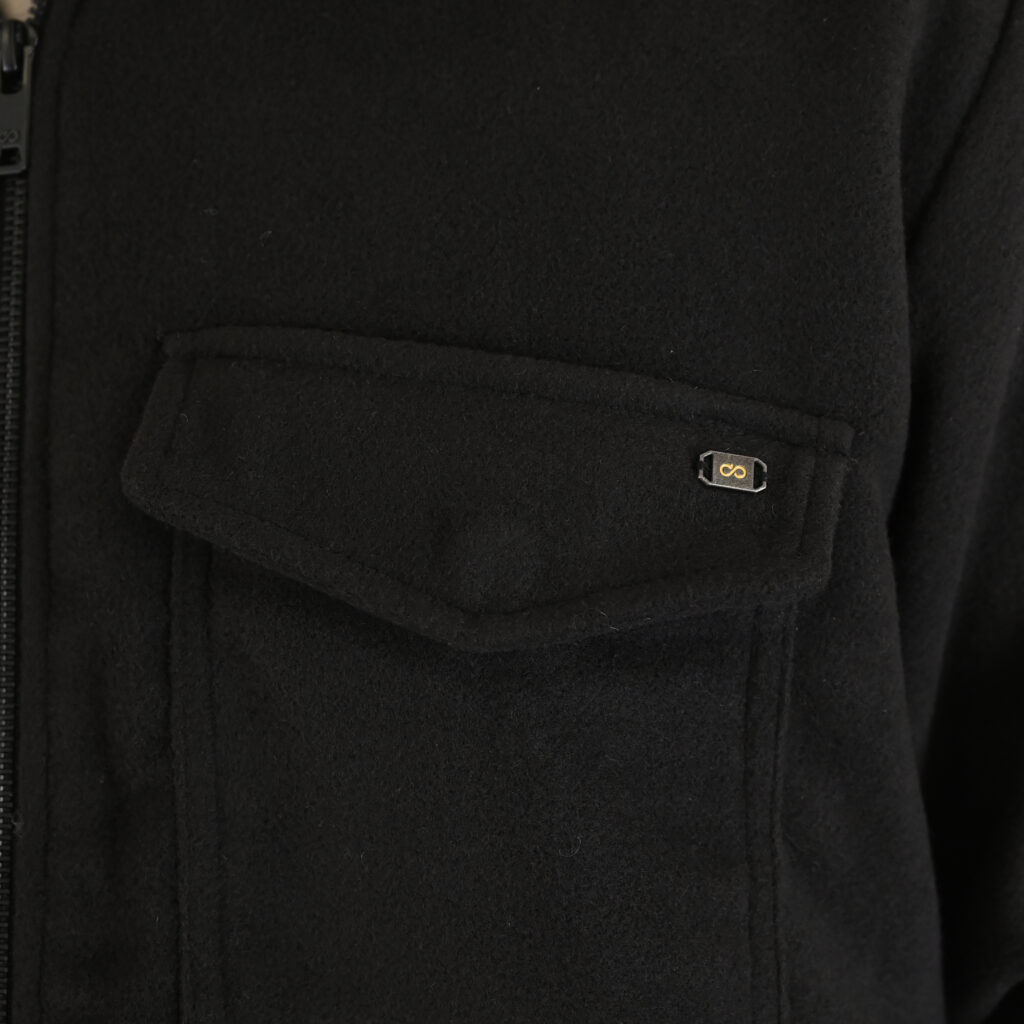 262GS-5236 OVERSHIRTS WITH ZIPPER AND LIGHT PADDING (HEAVY FLANNEL) BLACK