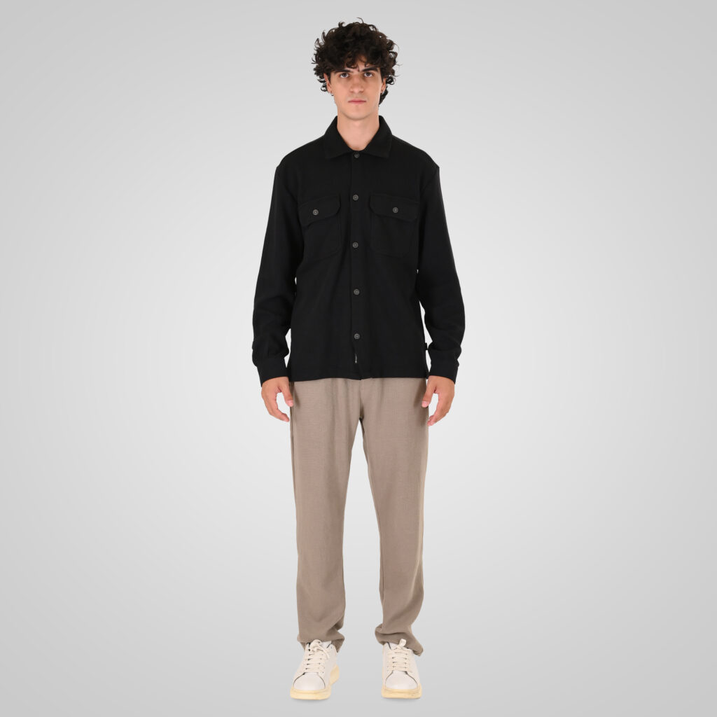 262GS-5237 OVERSHIRTS SPECIAL FABRIC (WAFFLE) BLACK