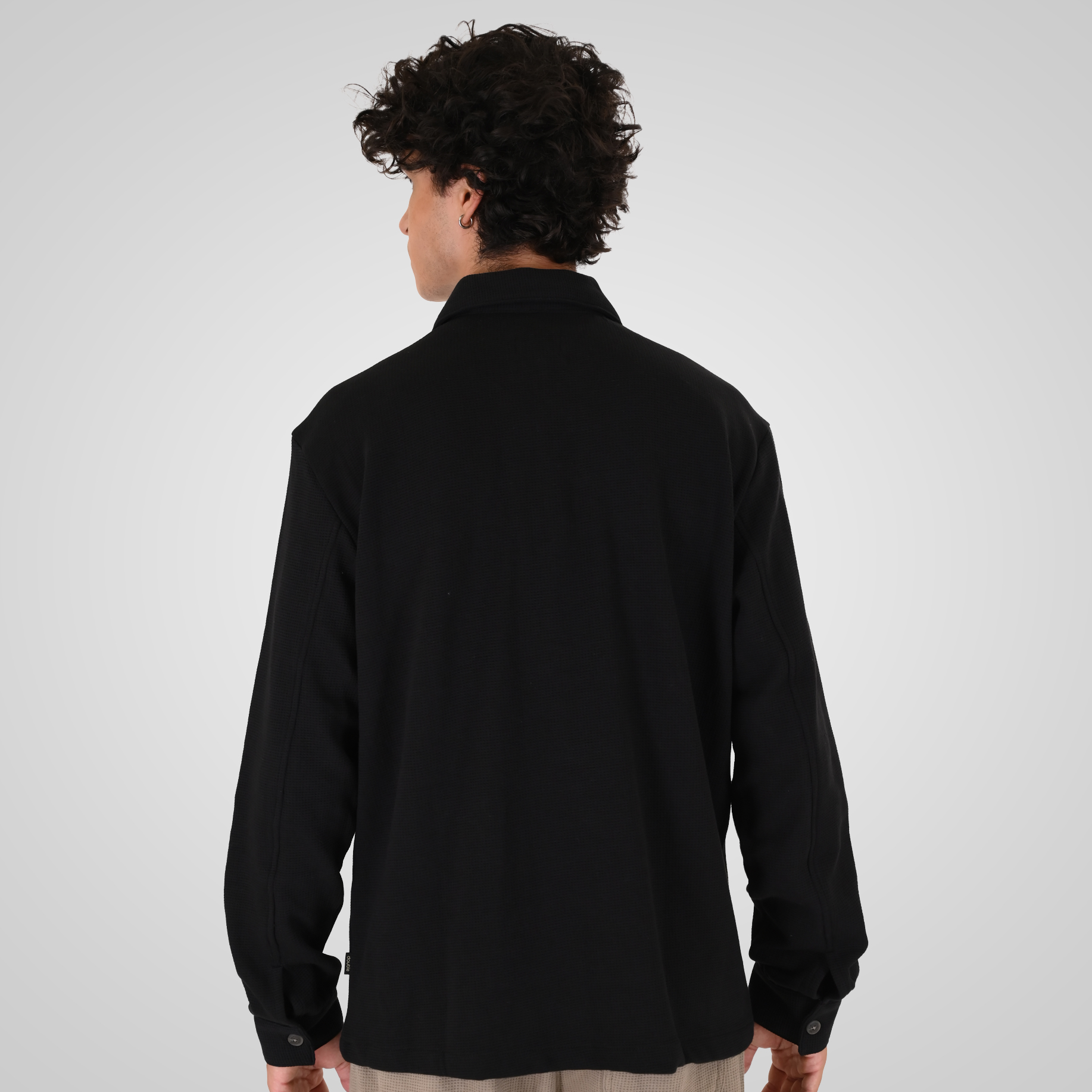 262GS-5237 OVERSHIRTS SPECIAL FABRIC (WAFFLE) BLACK - Image 4