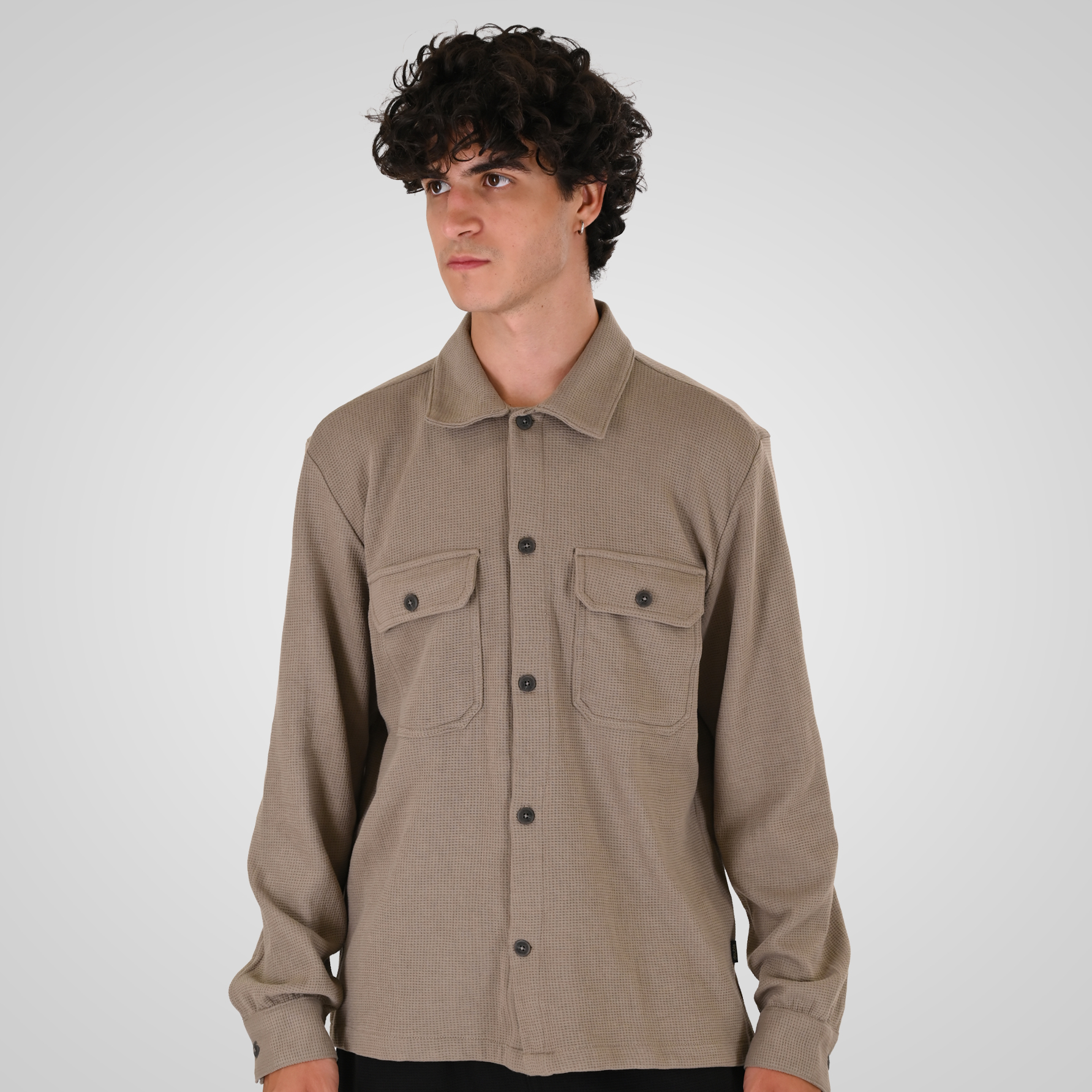 262GS-5237 OVERSHIRTS SPECIAL FABRIC (WAFFLE) LT TAUPE - Image 1