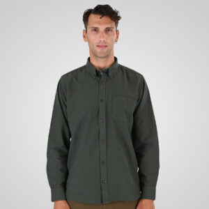 262GS-5225 OXFORD SHIRTS WITH CHEST POCKET AND DENSE EMBROIDERY DK KHAKI MELANGE