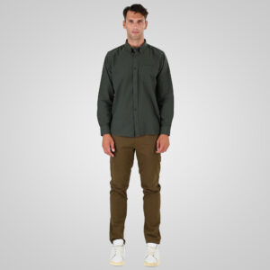 262GS-5225 OXFORD SHIRTS WITH CHEST POCKET AND DENSE EMBROIDERY DK KHAKI MELANGE