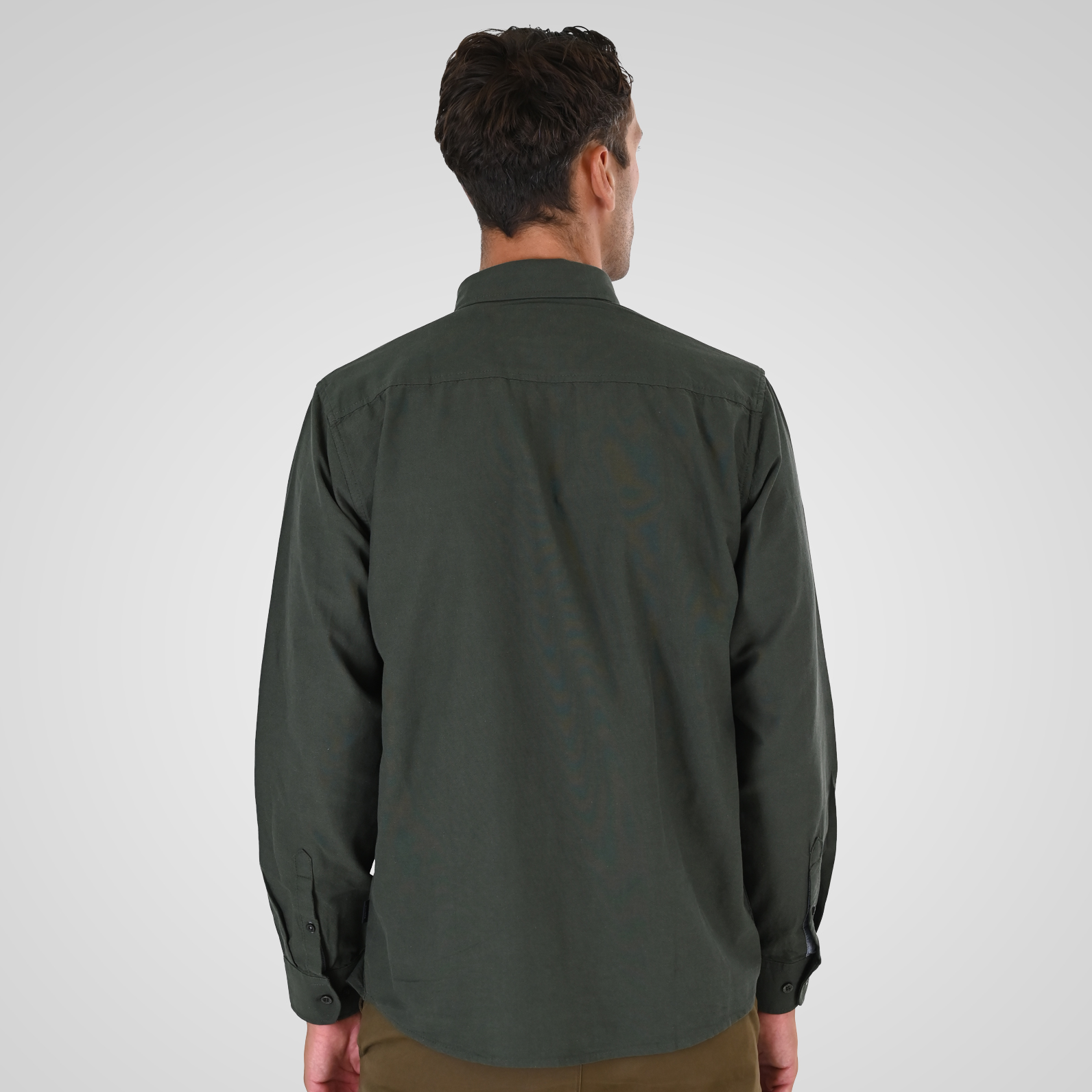 262GS-5225 OXFORD SHIRTS WITH CHEST POCKET AND DENSE EMBROIDERY DK KHAKI MELANGE - Image 4