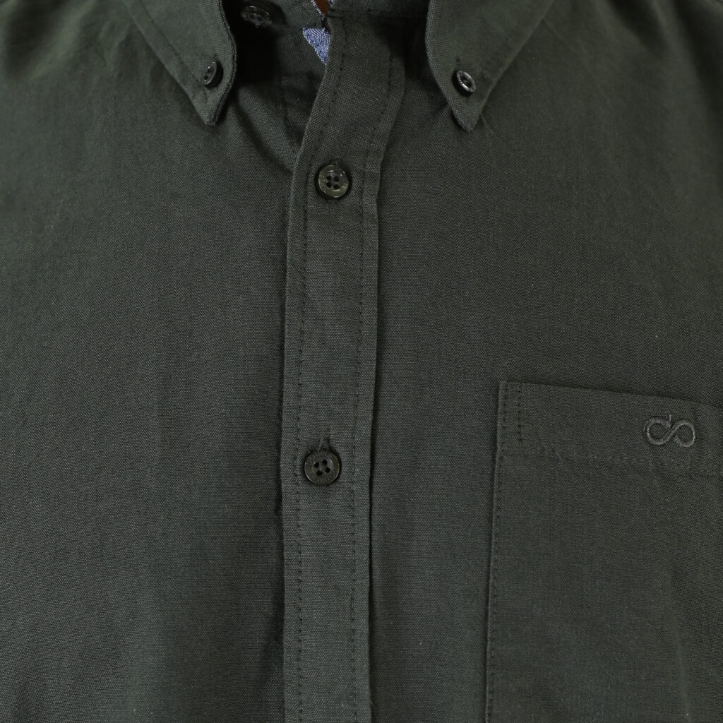 262GS-5225 OXFORD SHIRTS WITH CHEST POCKET AND DENSE EMBROIDERY DK KHAKI MELANGE