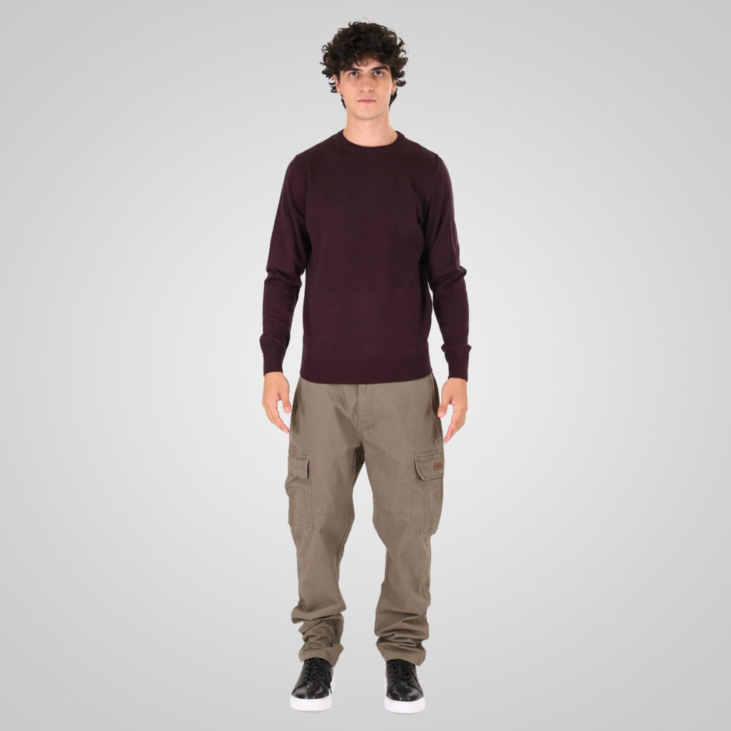262KNIT-8070 KNITS CREWNECK BORDEAUX MELANGE