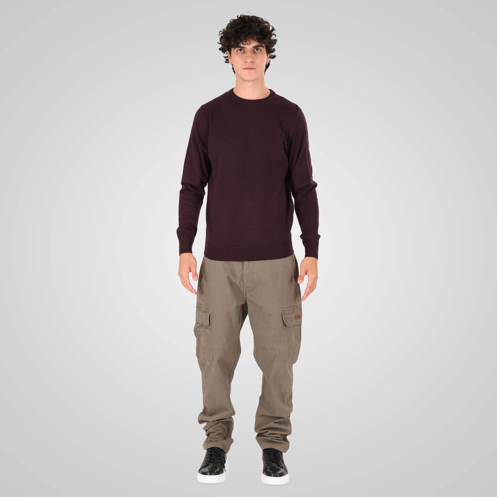 262KNIT-8070 KNITS CREWNECK BORDEAUX MELANGE - Image 2