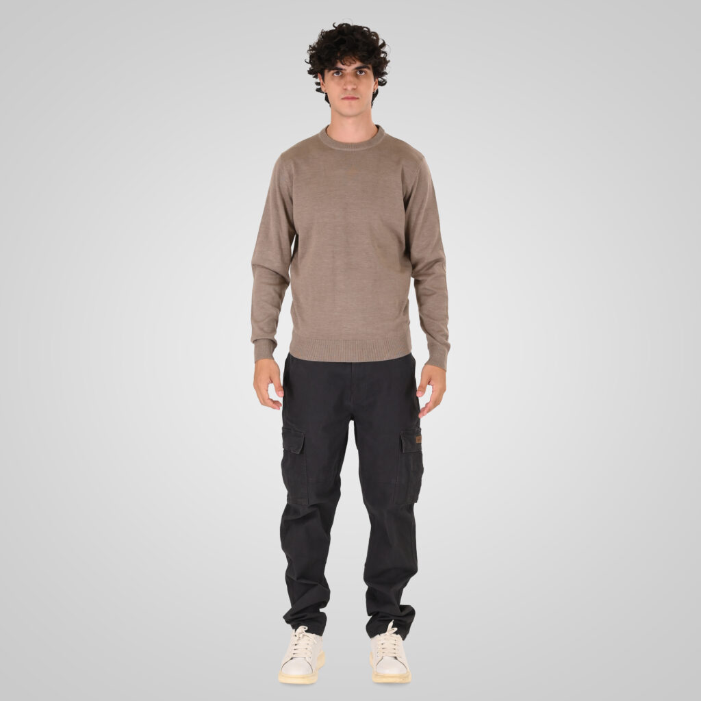 262KNIT-8070 KNITS CREWNECK CIGAR MELANGE