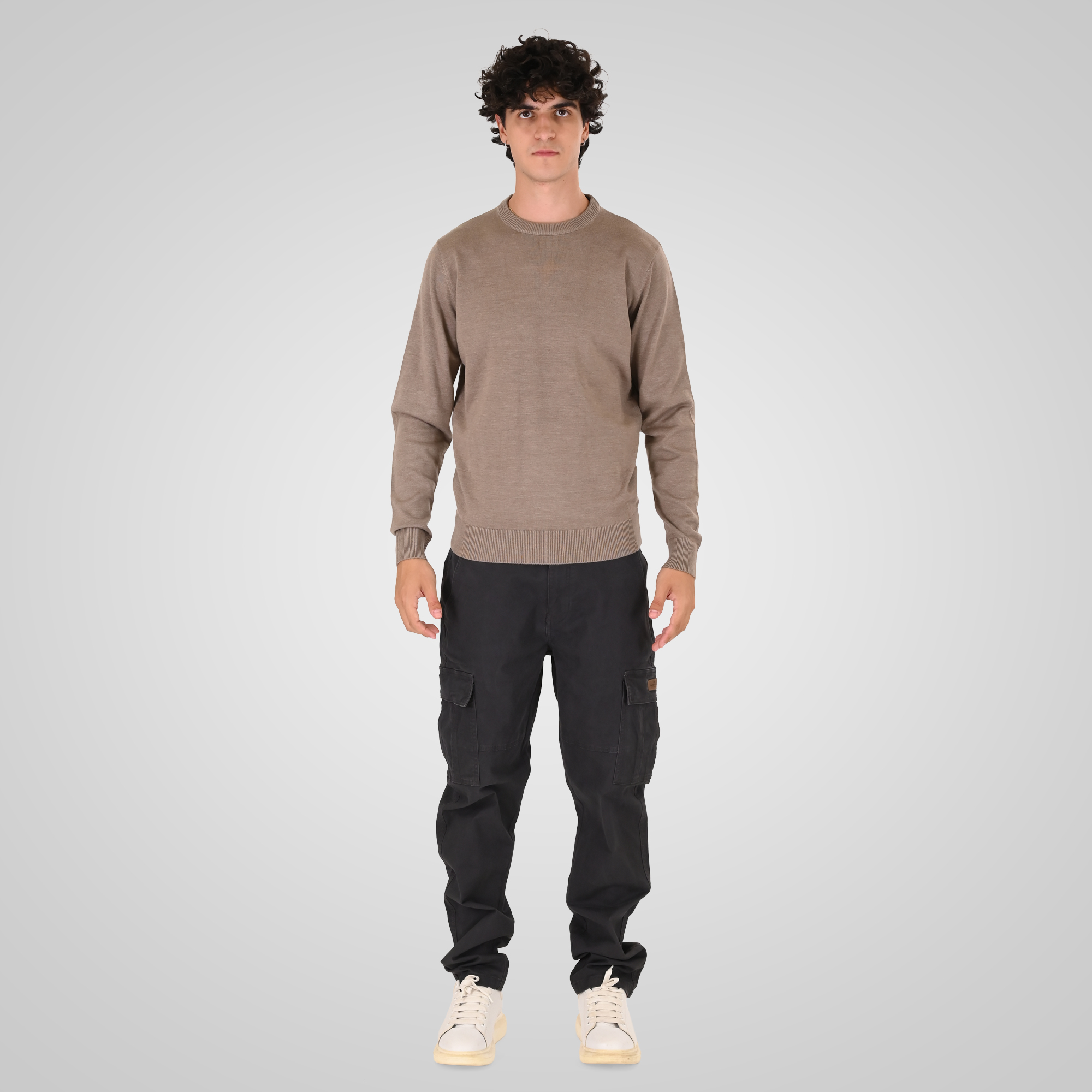 262KNIT-8070 KNITS CREWNECK CIGAR MELANGE - Image 2