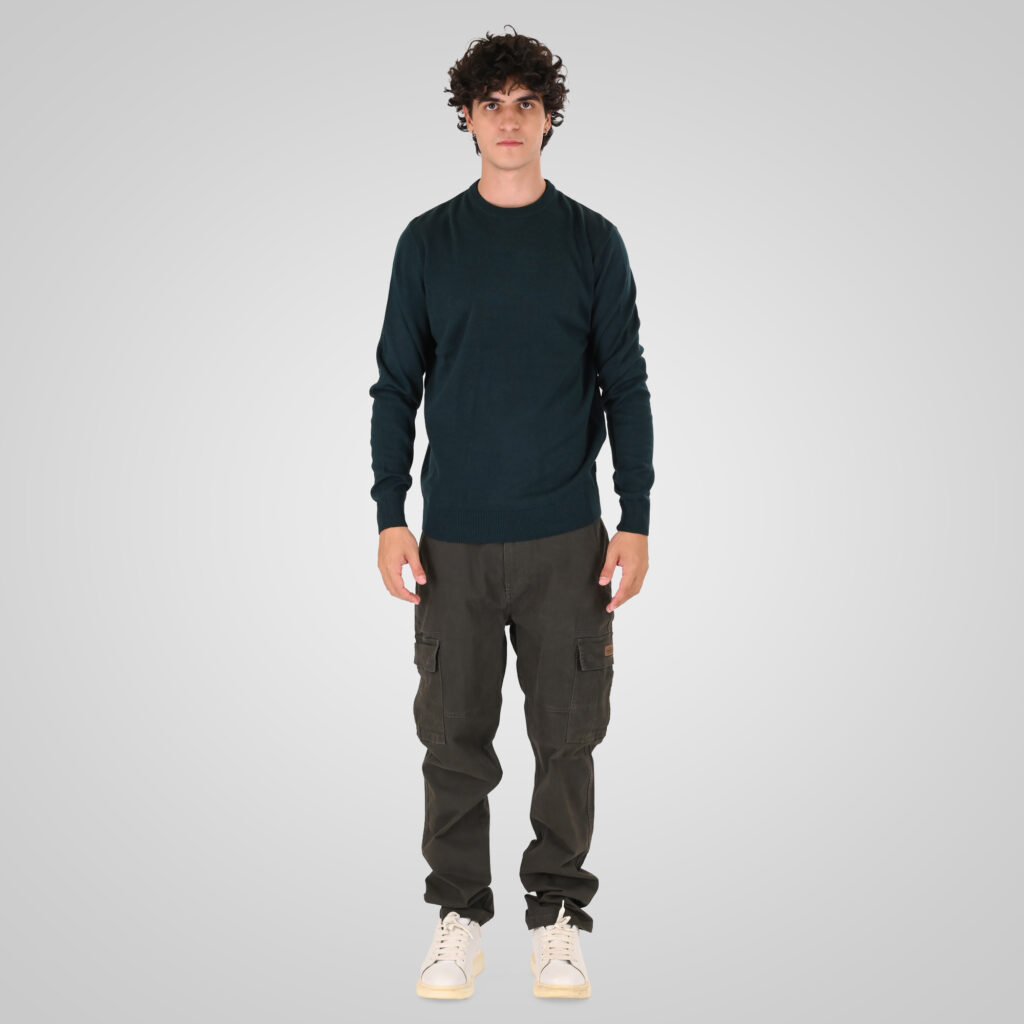 262KNIT-8070 KNITS CREWNECK DK TEAL MELANGE