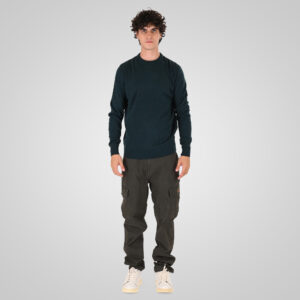 262KNIT-8070 KNITS CREWNECK DK TEAL MELANGE