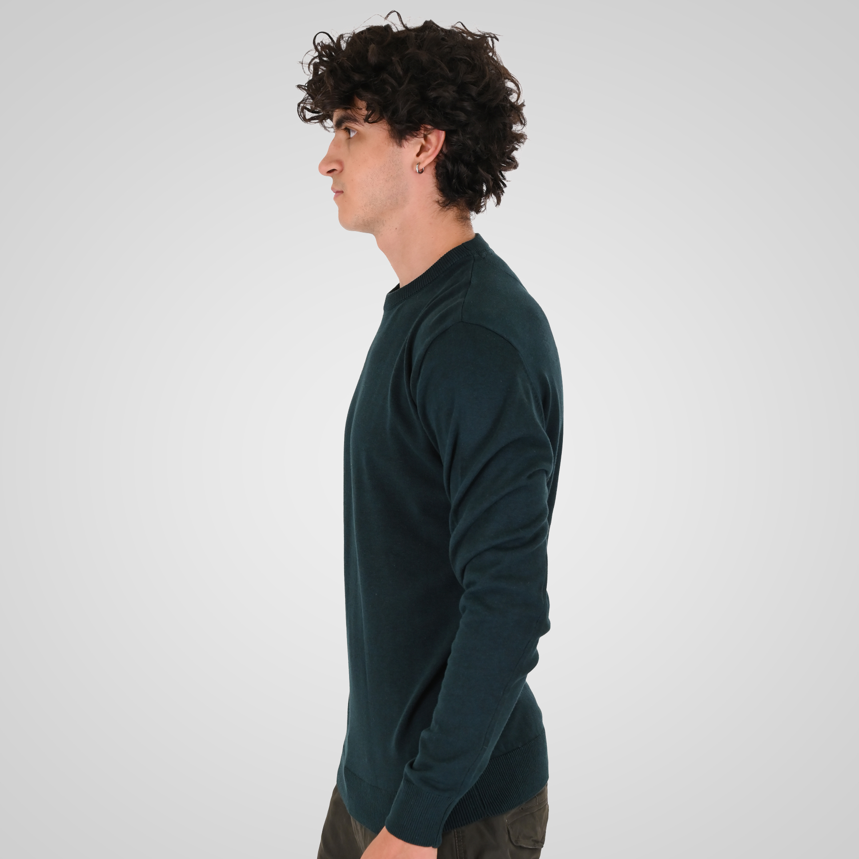 262KNIT-8070 KNITS CREWNECK DK TEAL MELANGE - Image 3