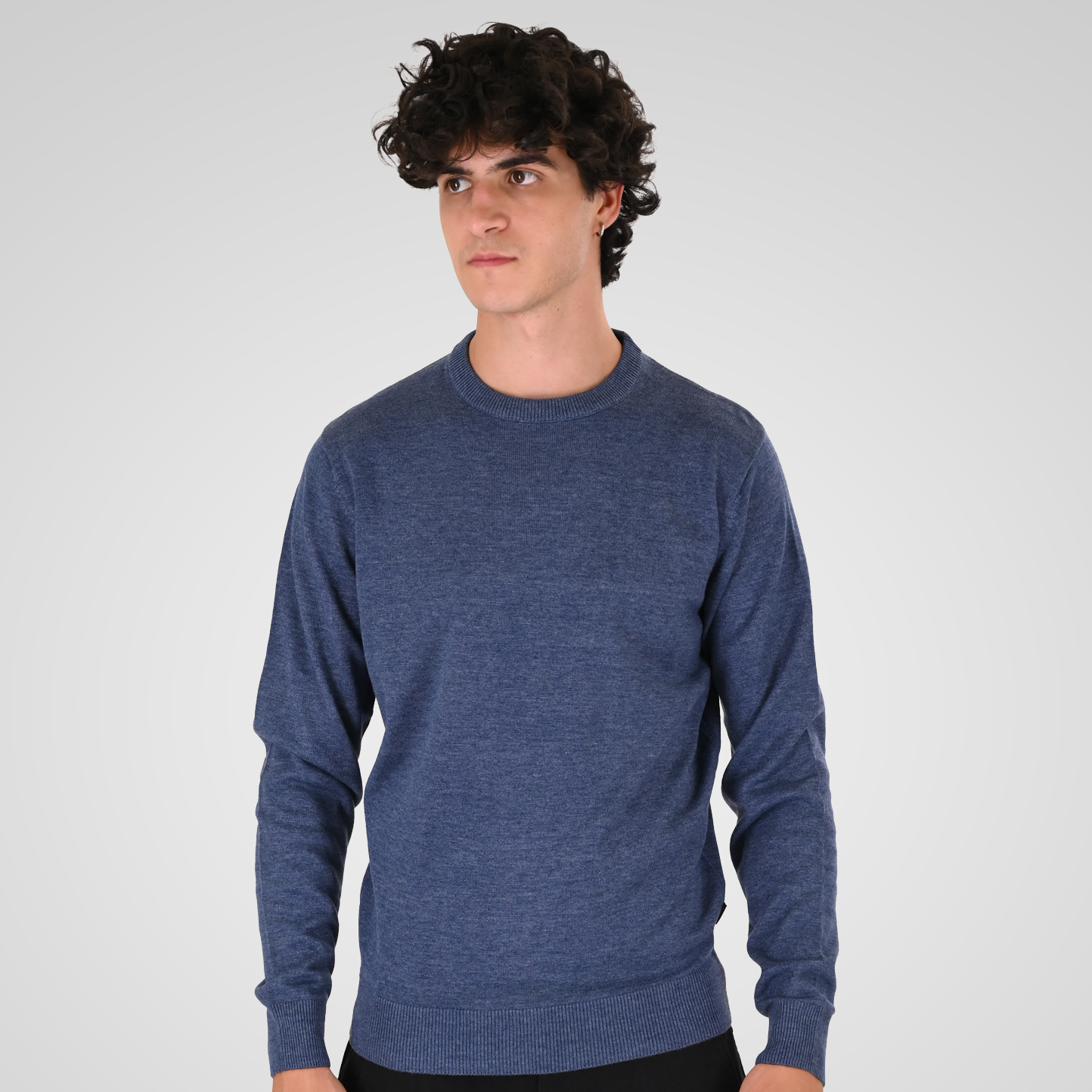 262KNIT-8070 KNITS CREWNECK INDIGO MELANGE - Image 1