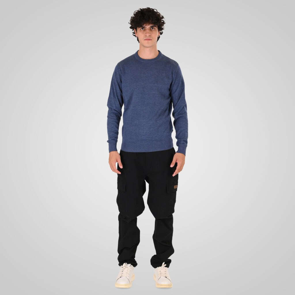 262KNIT-8070 KNITS CREWNECK INDIGO MELANGE