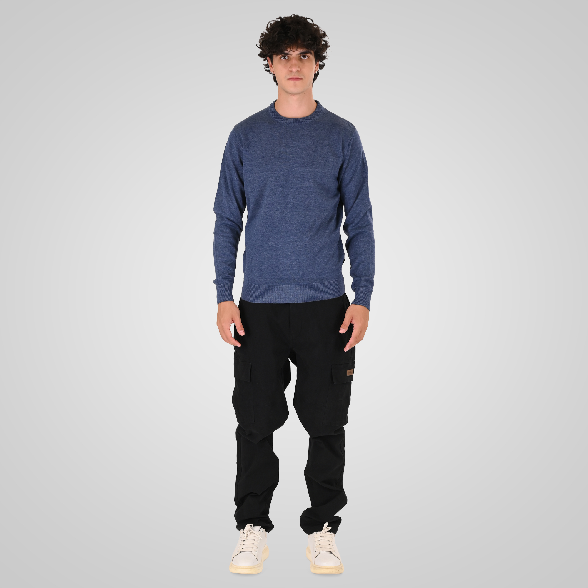 262KNIT-8070 KNITS CREWNECK INDIGO MELANGE - Image 2