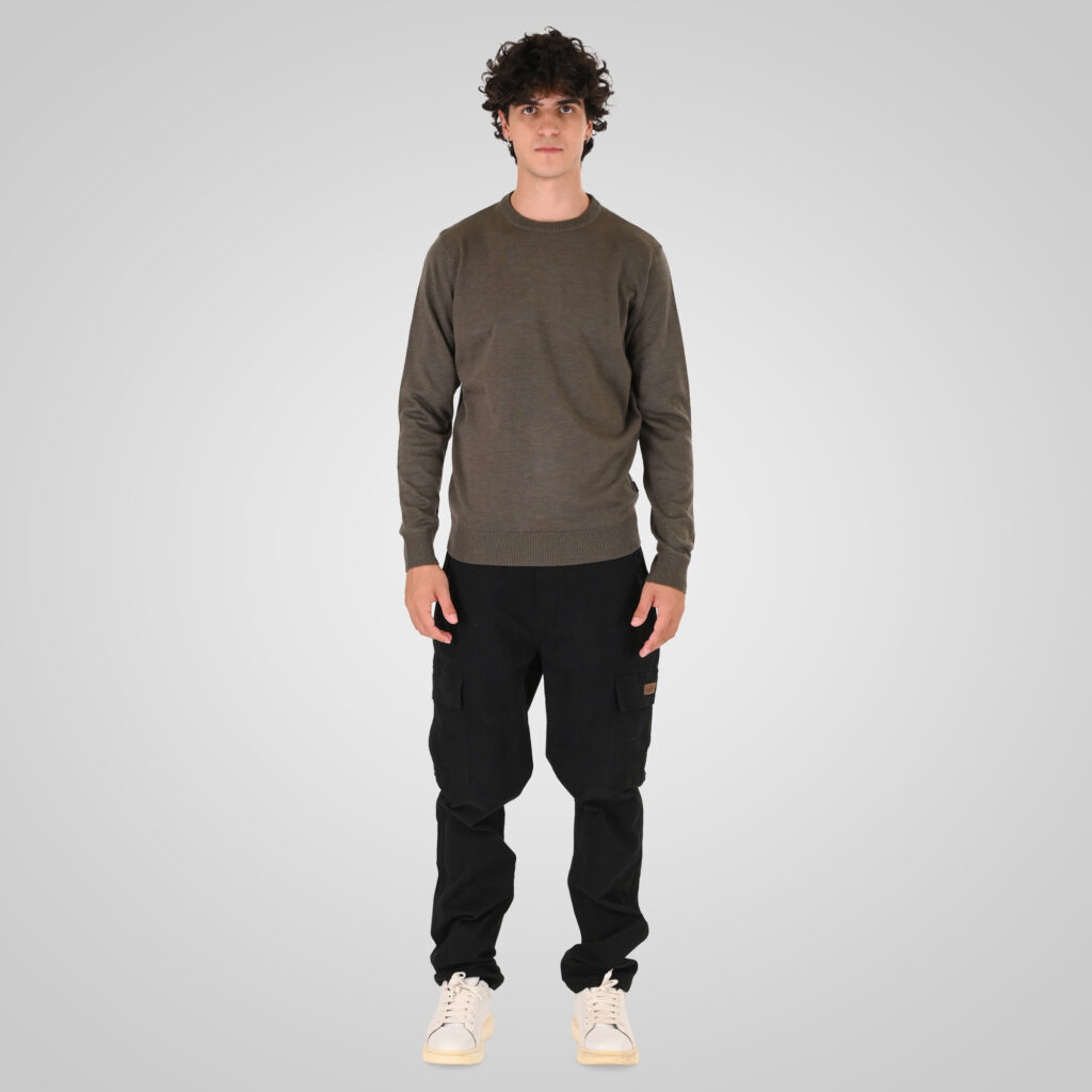 262KNIT-8070 KNITS CREWNECK KHAKI MELANGE
