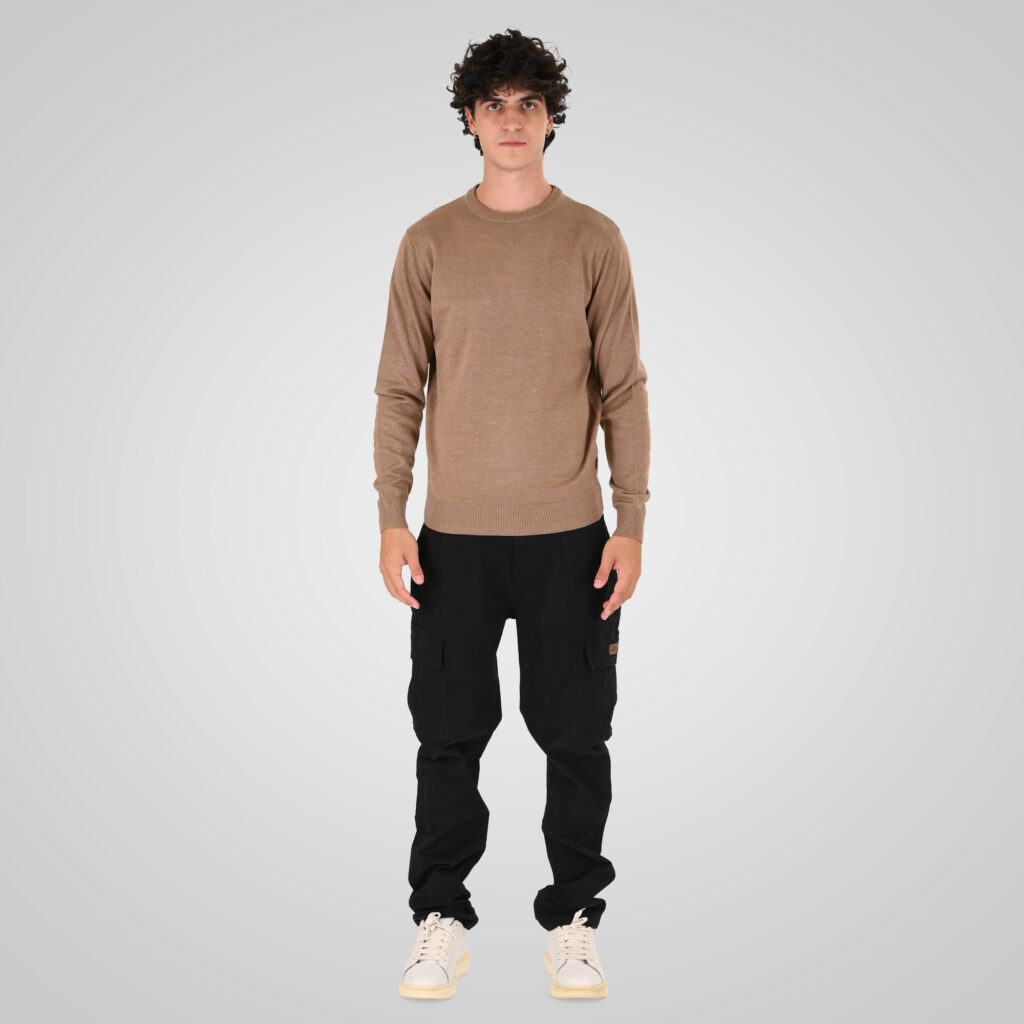 262KNIT-8070 KNITS CREWNECK MD BEIGE MELANGE