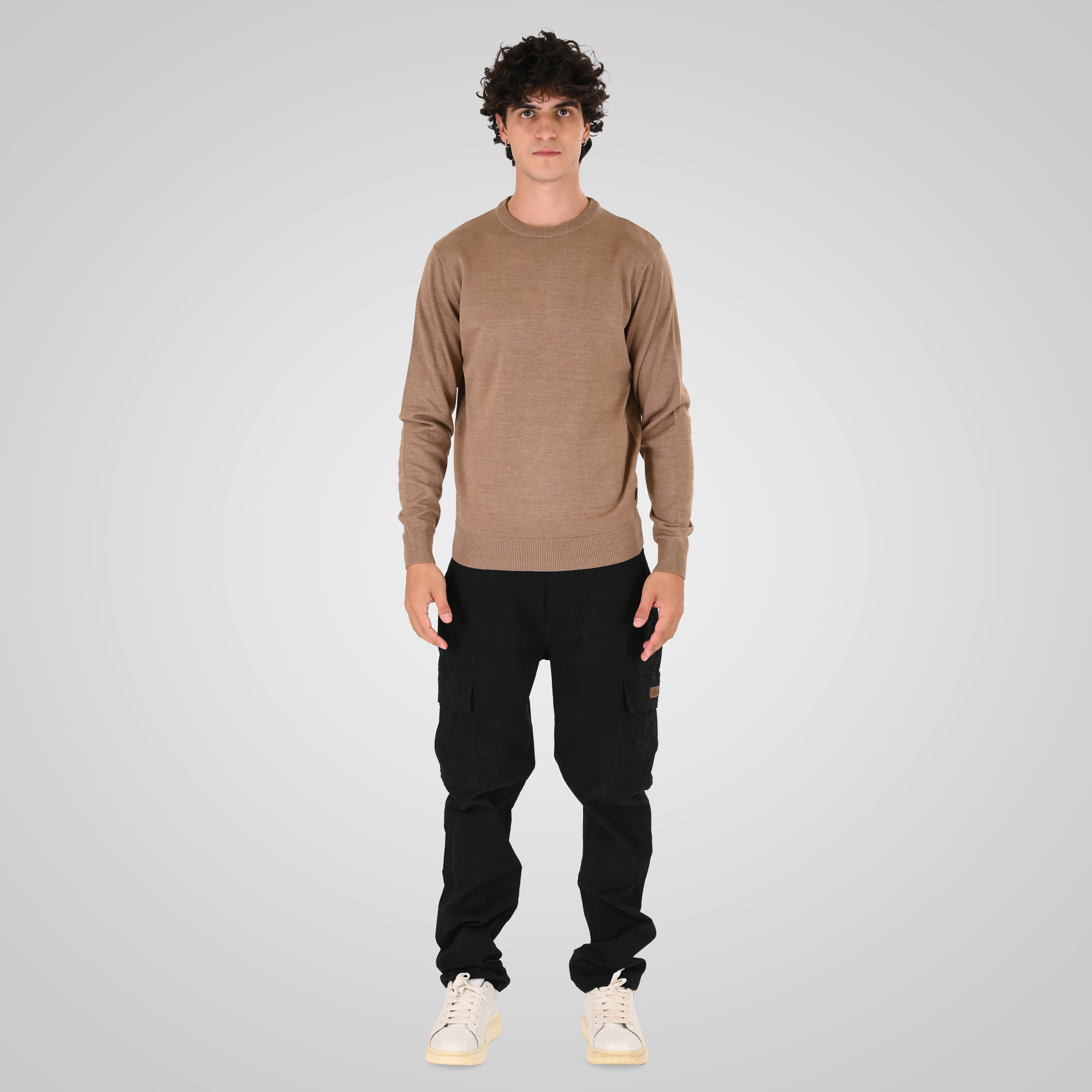 262KNIT-8070 KNITS CREWNECK MD BEIGE MELANGE - Image 2