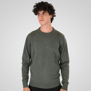262KNIT-8070 KNITS CREWNECK MOSS GREEN MELANGE