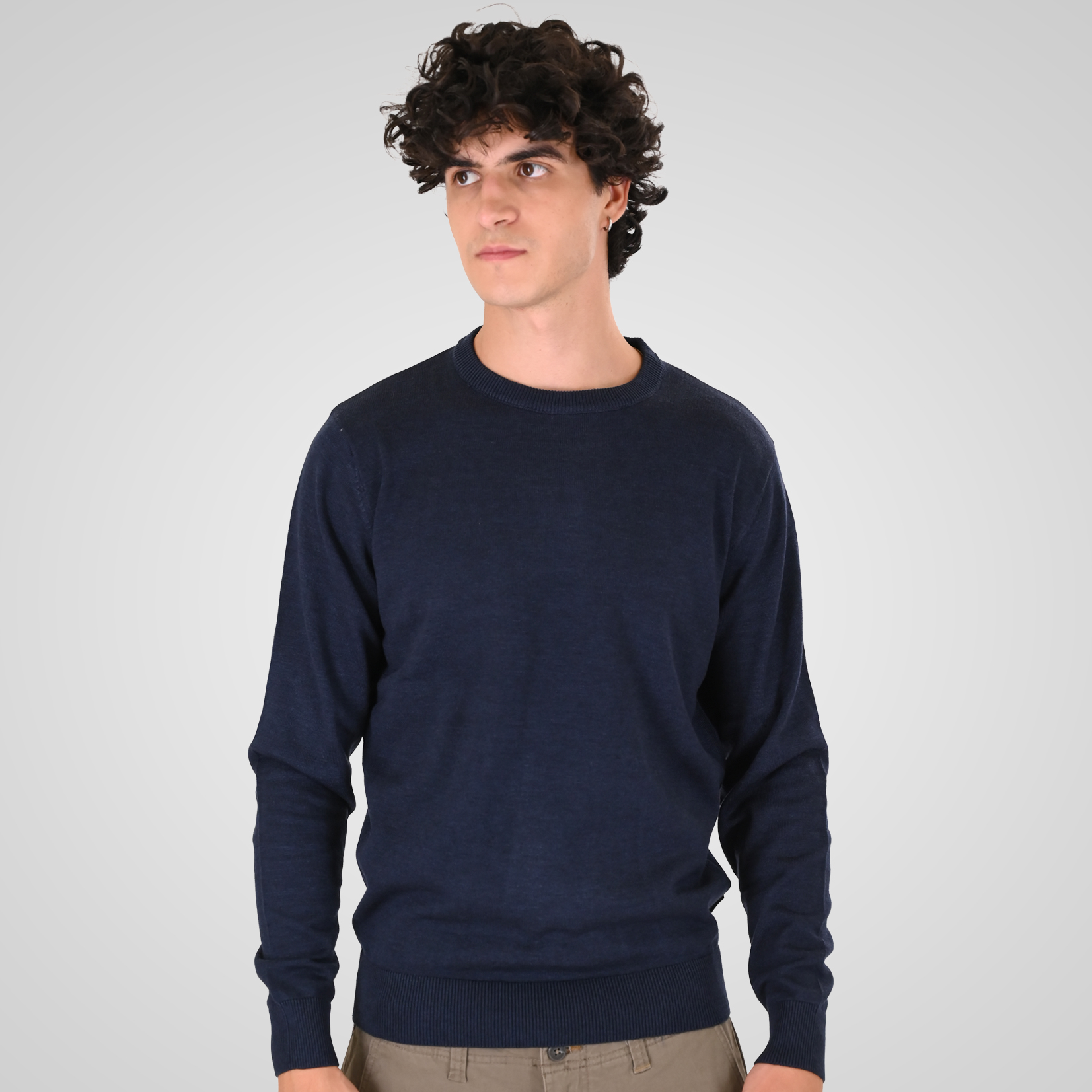 262KNIT-8070 KNITS CREWNECK NAVY MELANGE - Image 1