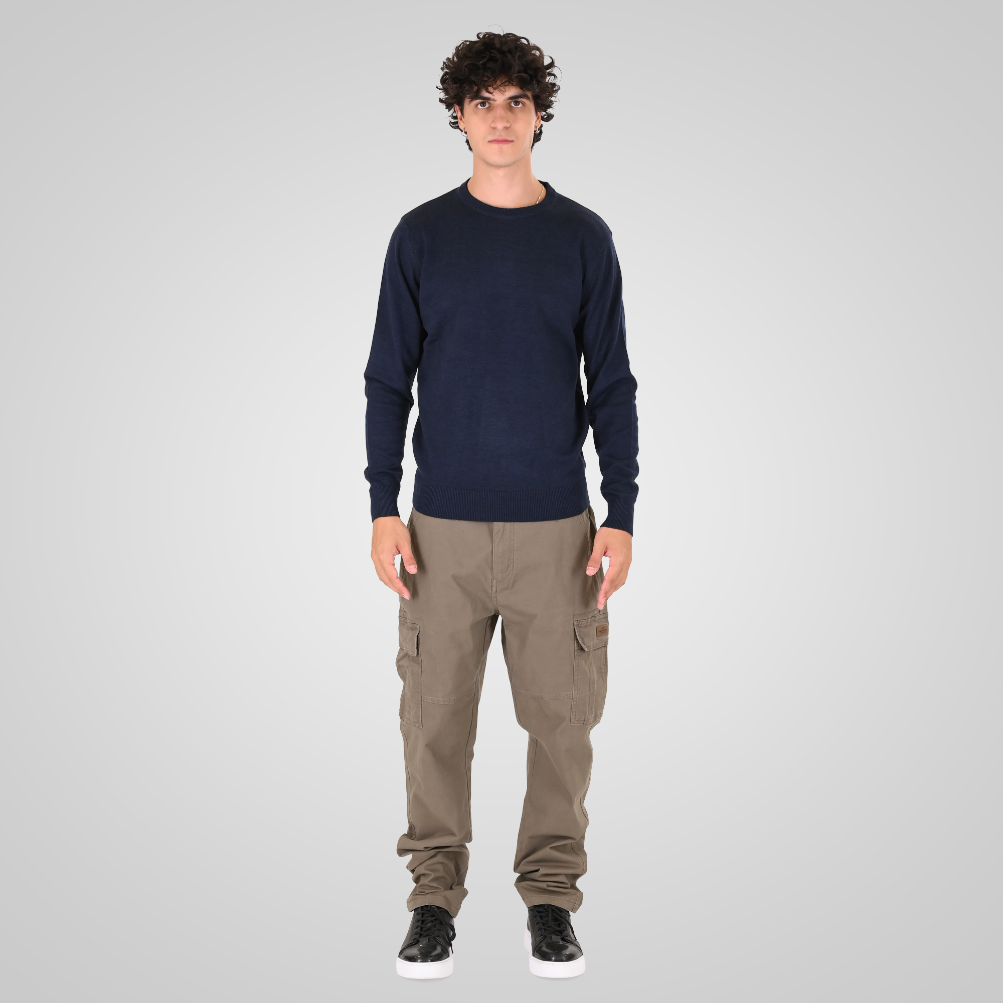 262KNIT-8070 KNITS CREWNECK NAVY MELANGE - Image 2