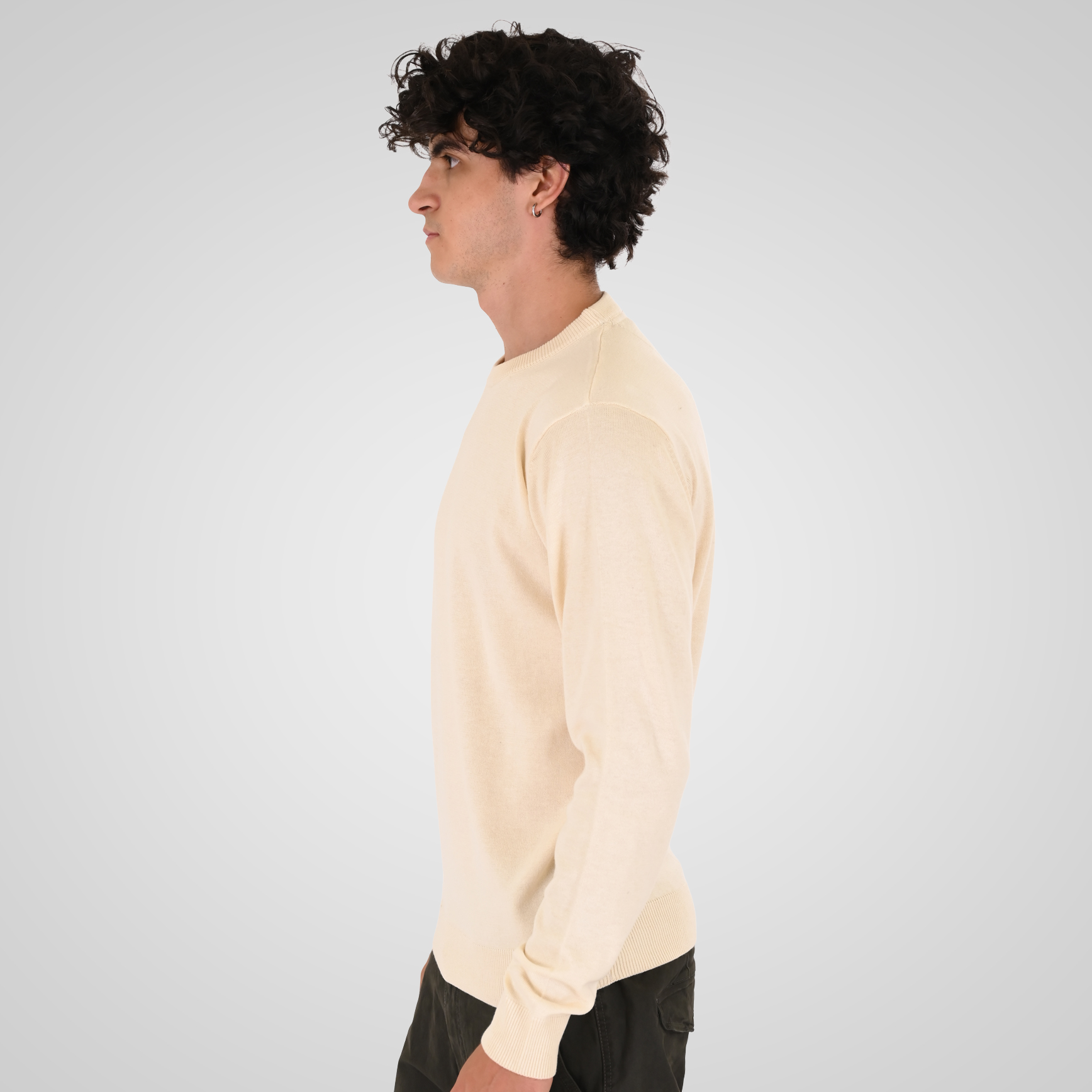 262KNIT-8070 KNITS CREWNECK OFF WHITE MELANGE - Image 3