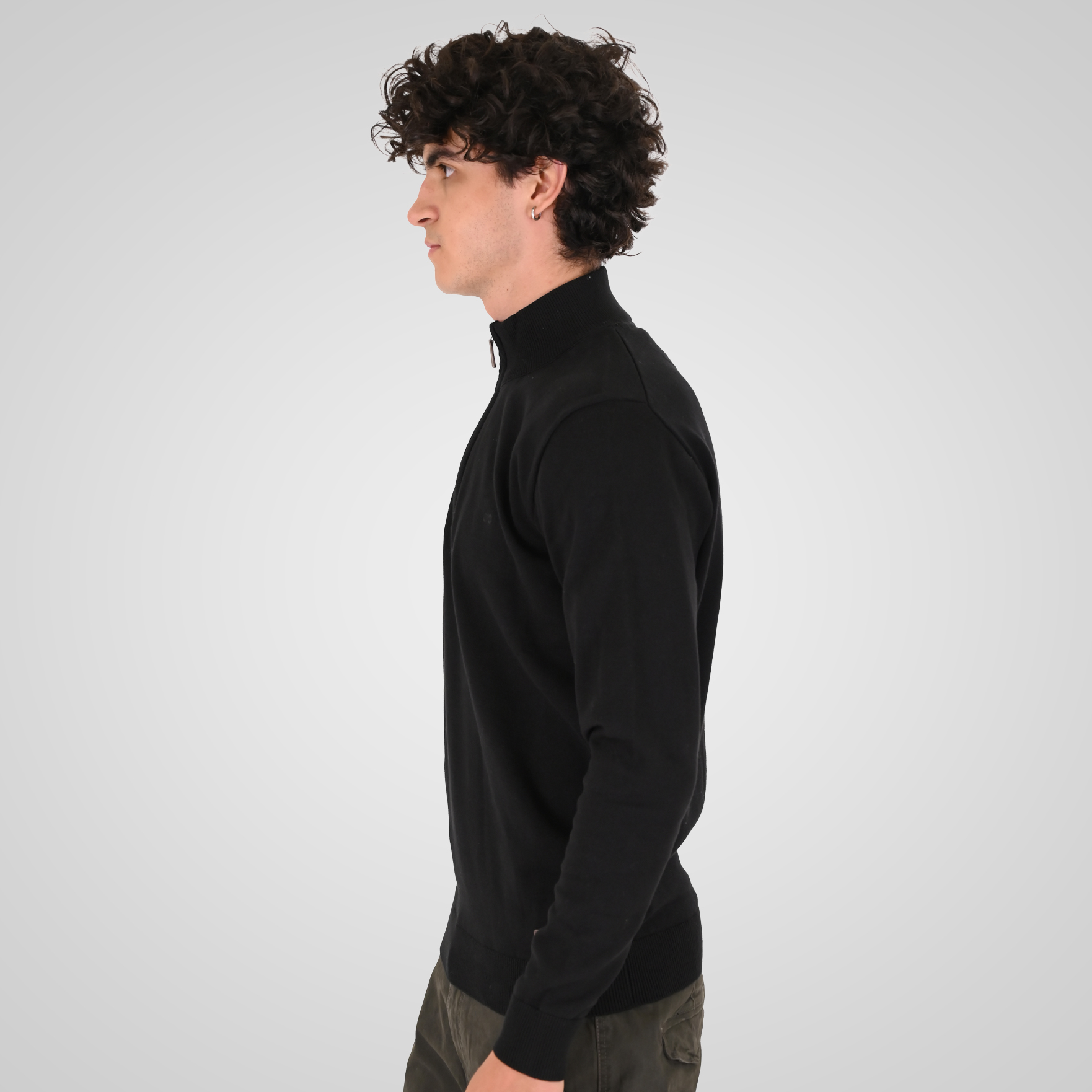 262KNIT-8071 KNITS HALF-ZIP WITH DENSE EMBROIDERY BLACK - Image 3