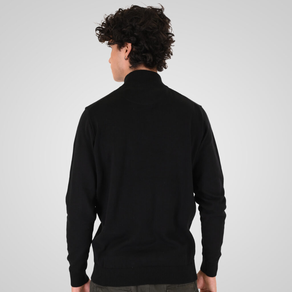 262KNIT-8071 KNITS HALF-ZIP WITH DENSE EMBROIDERY BLACK