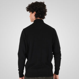 262KNIT-8071 KNITS HALF-ZIP WITH DENSE EMBROIDERY BLACK - Image 4