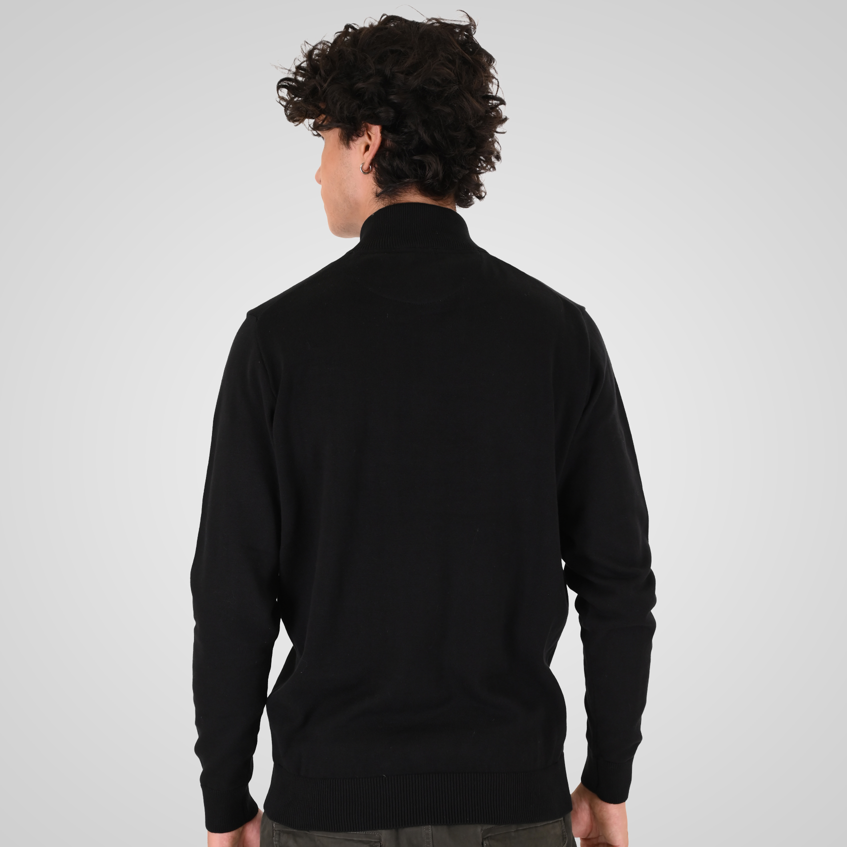262KNIT-8071 KNITS HALF-ZIP WITH DENSE EMBROIDERY BLACK - Image 4