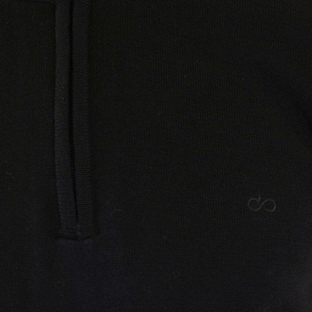262KNIT-8071 KNITS HALF-ZIP WITH DENSE EMBROIDERY BLACK