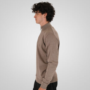 262KNIT-8071 KNITS HALF-ZIP WITH DENSE EMBROIDERY CIGAR MELANGE - Image 3