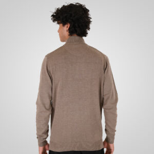 262KNIT-8071 KNITS HALF-ZIP WITH DENSE EMBROIDERY CIGAR MELANGE - Image 4