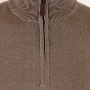 262KNIT-8071 KNITS HALF-ZIP WITH DENSE EMBROIDERY CIGAR MELANGE - Image 6