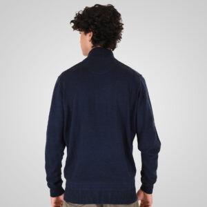 262KNIT-8071 KNITS HALF-ZIP WITH DENSE EMBROIDERY NAVY MELANGE - Image 4