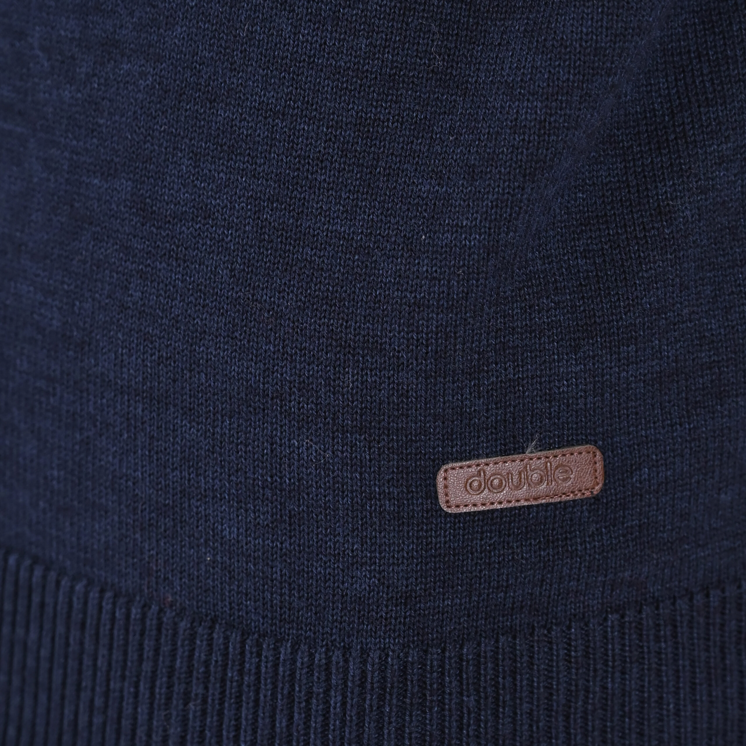 262KNIT-8071 KNITS HALF-ZIP WITH DENSE EMBROIDERY NAVY MELANGE - Image 5