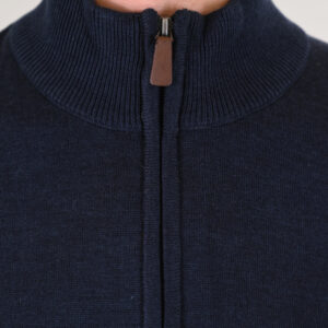 262KNIT-8071 KNITS HALF-ZIP WITH DENSE EMBROIDERY NAVY MELANGE - Image 6