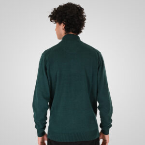 262KNIT-8071 KNITS HALF-ZIP WITH DENSE EMBROIDERY PINE MELANGE - Image 4