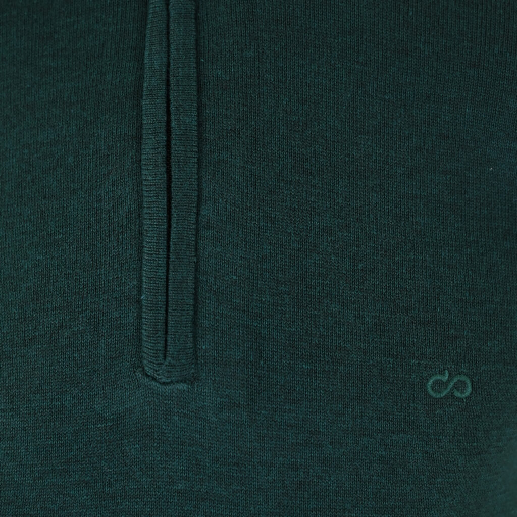 262KNIT-8071 KNITS HALF-ZIP WITH DENSE EMBROIDERY PINE MELANGE