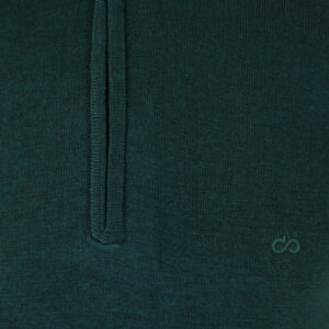 262KNIT-8071 KNITS HALF-ZIP WITH DENSE EMBROIDERY PINE MELANGE - Image 5