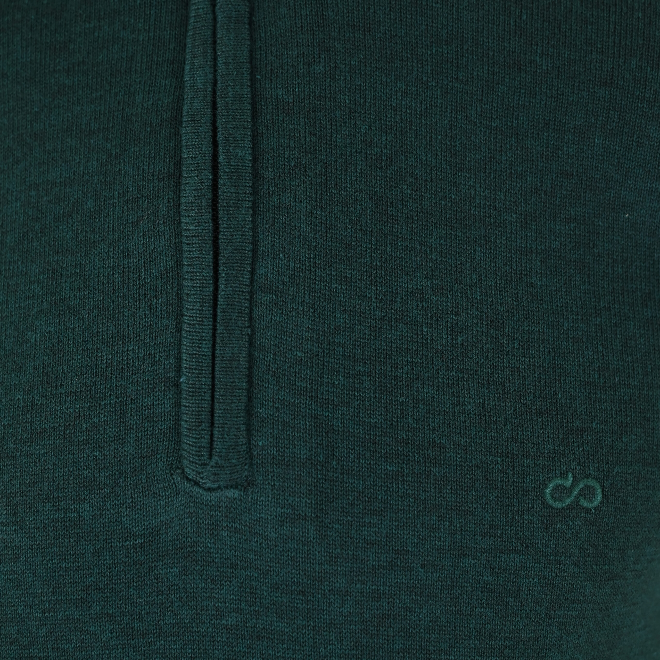262KNIT-8071 KNITS HALF-ZIP WITH DENSE EMBROIDERY PINE MELANGE - Image 5