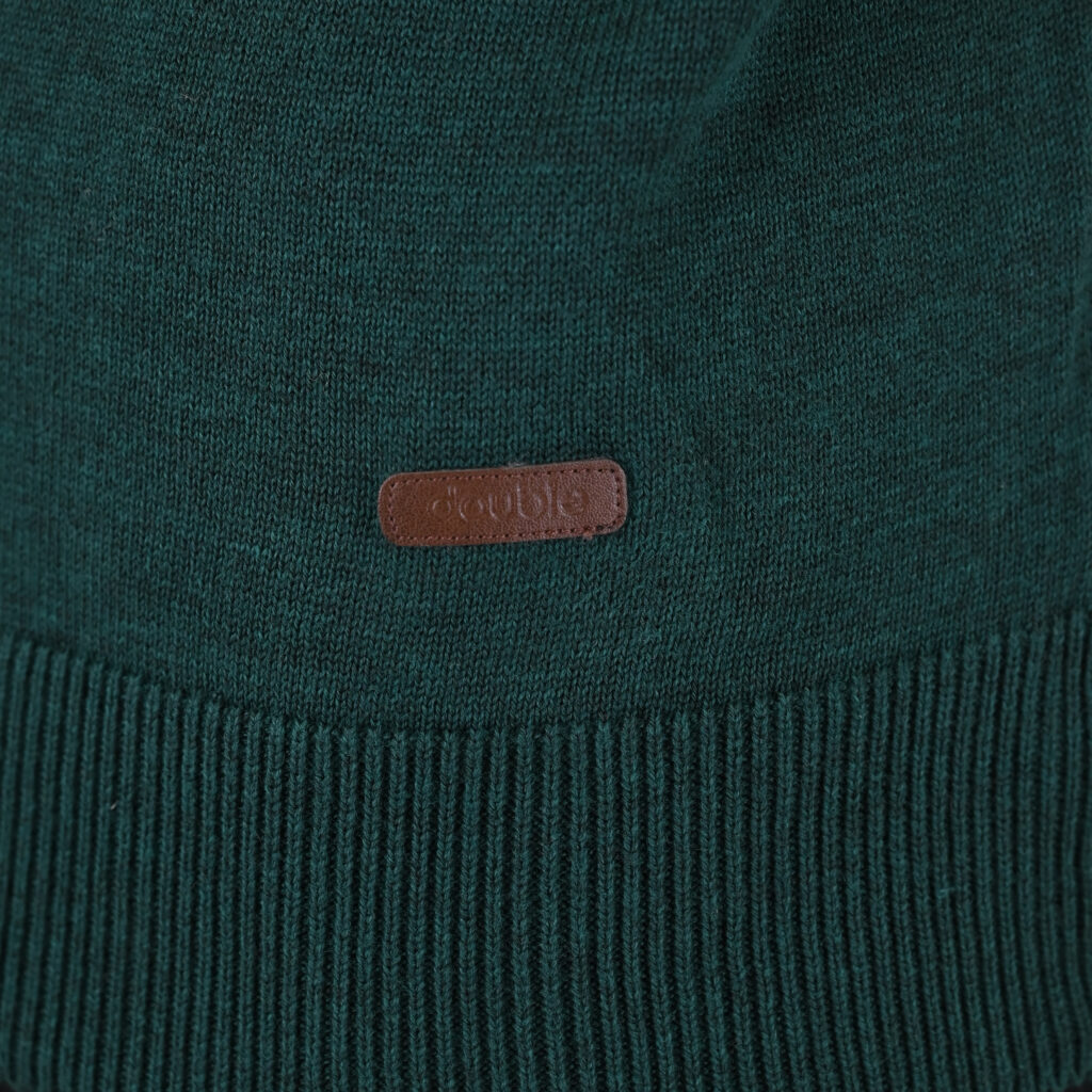 262KNIT-8071 KNITS HALF-ZIP WITH DENSE EMBROIDERY PINE MELANGE