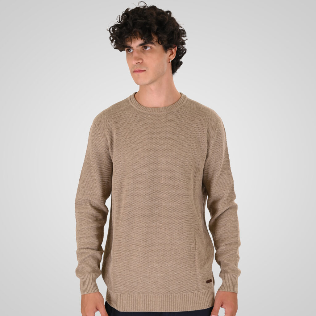 262KNIT-8075 KNITS CREWNECK (SPECIAL KNITTING) BEIGE MELANGE