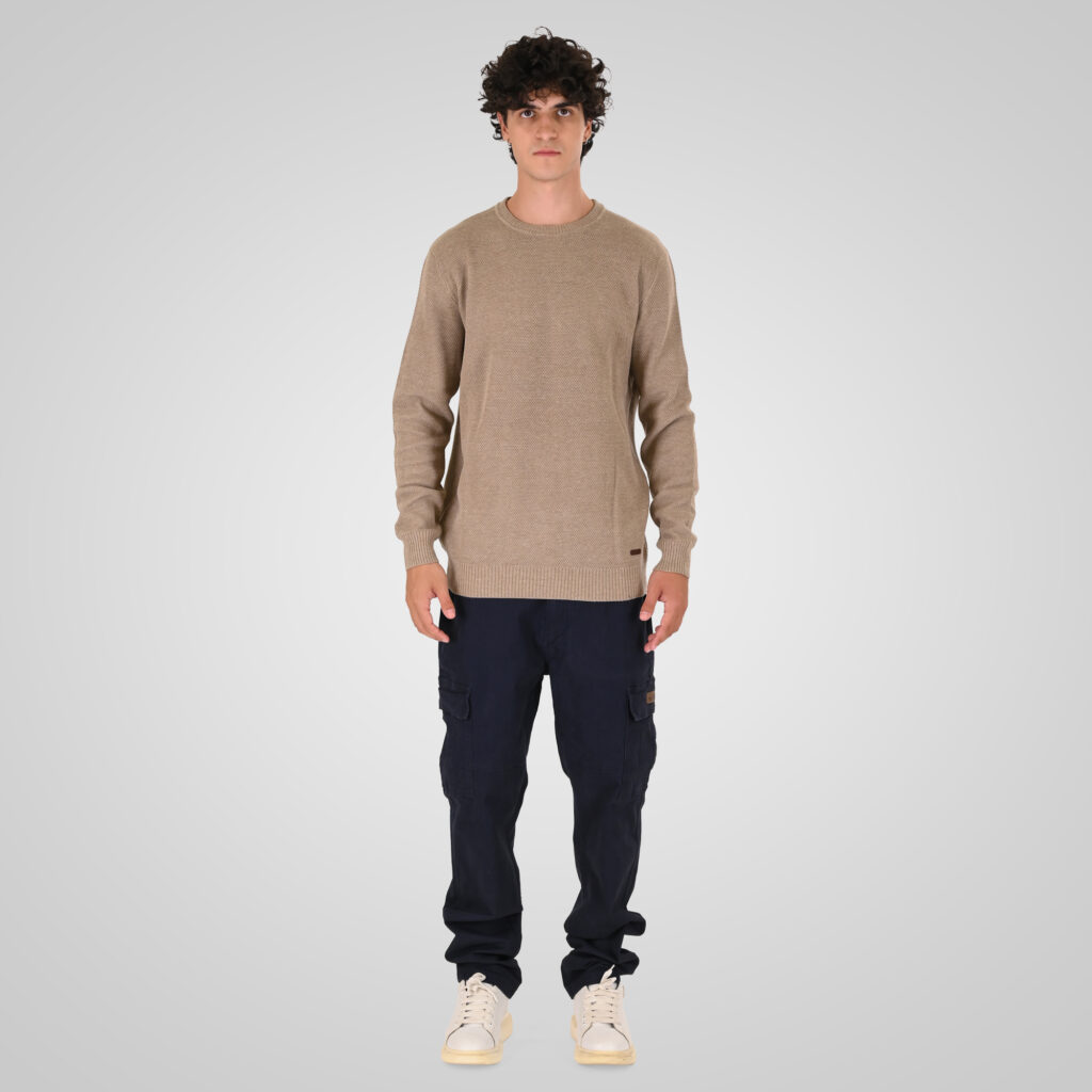 262KNIT-8075 KNITS CREWNECK (SPECIAL KNITTING) BEIGE MELANGE