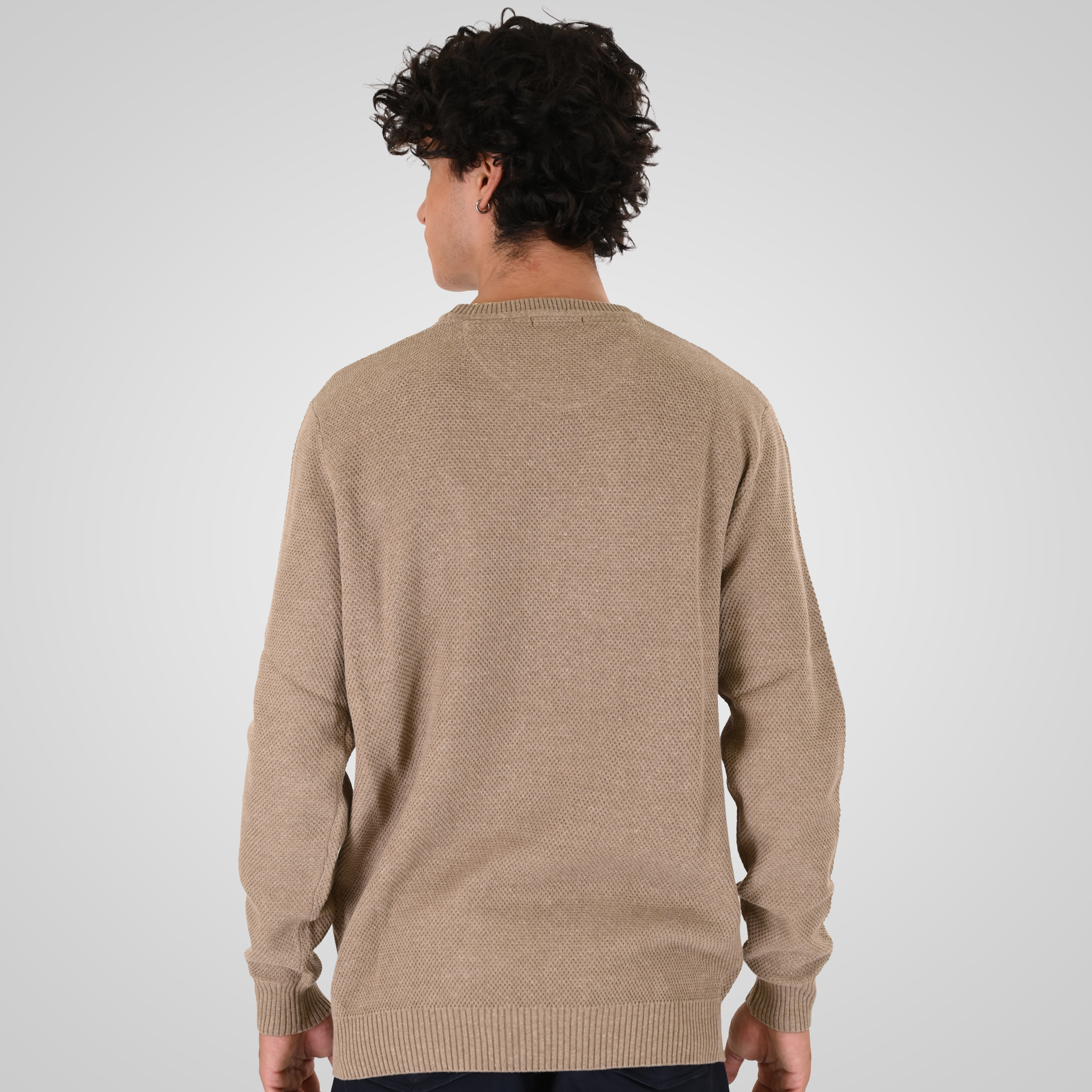 262KNIT-8075 KNITS CREWNECK (SPECIAL KNITTING) BEIGE MELANGE - Image 4