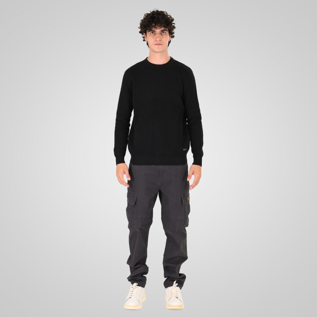 262KNIT-8075 KNITS CREWNECK (SPECIAL KNITTING) BLACK