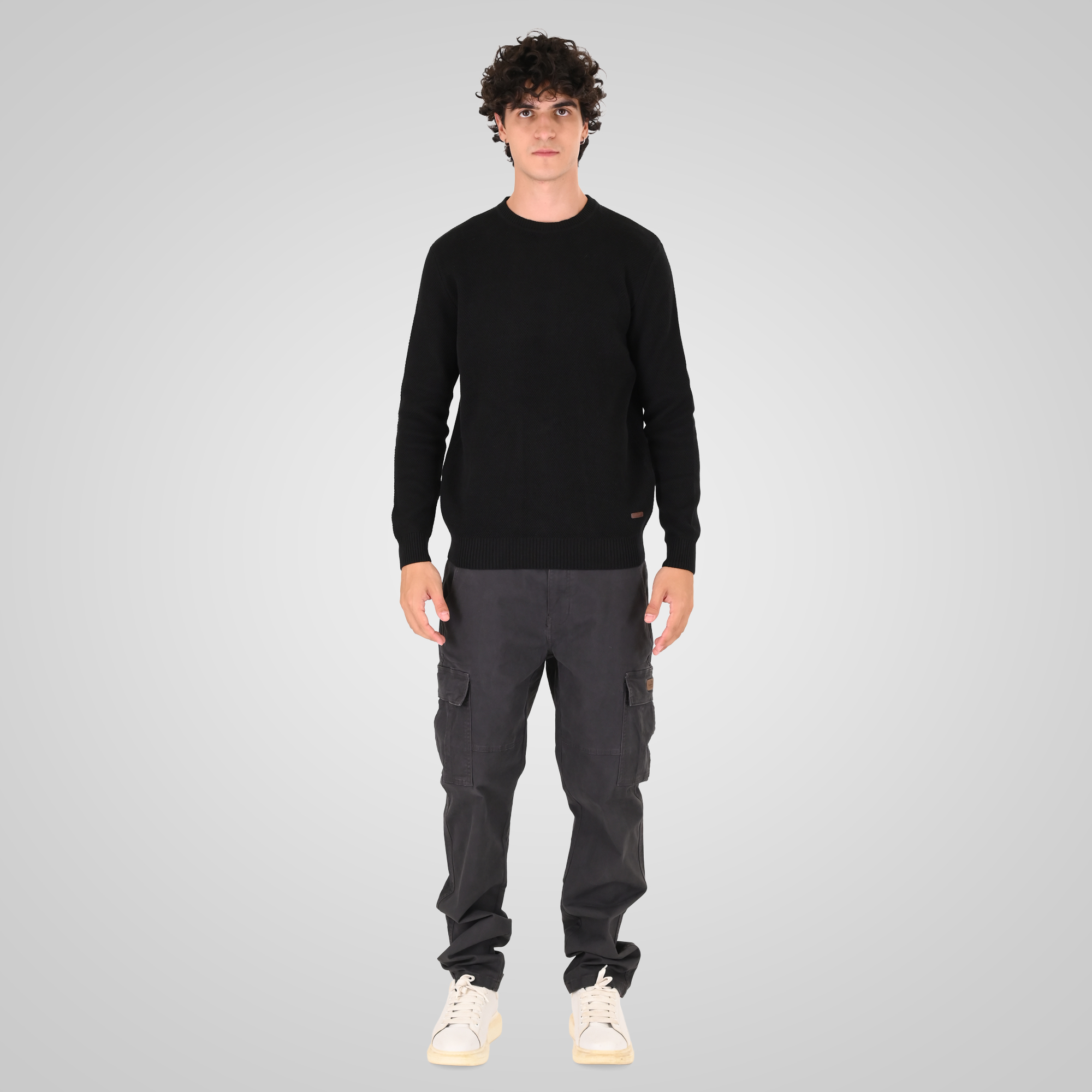 262KNIT-8075 KNITS CREWNECK (SPECIAL KNITTING) BLACK - Image 2