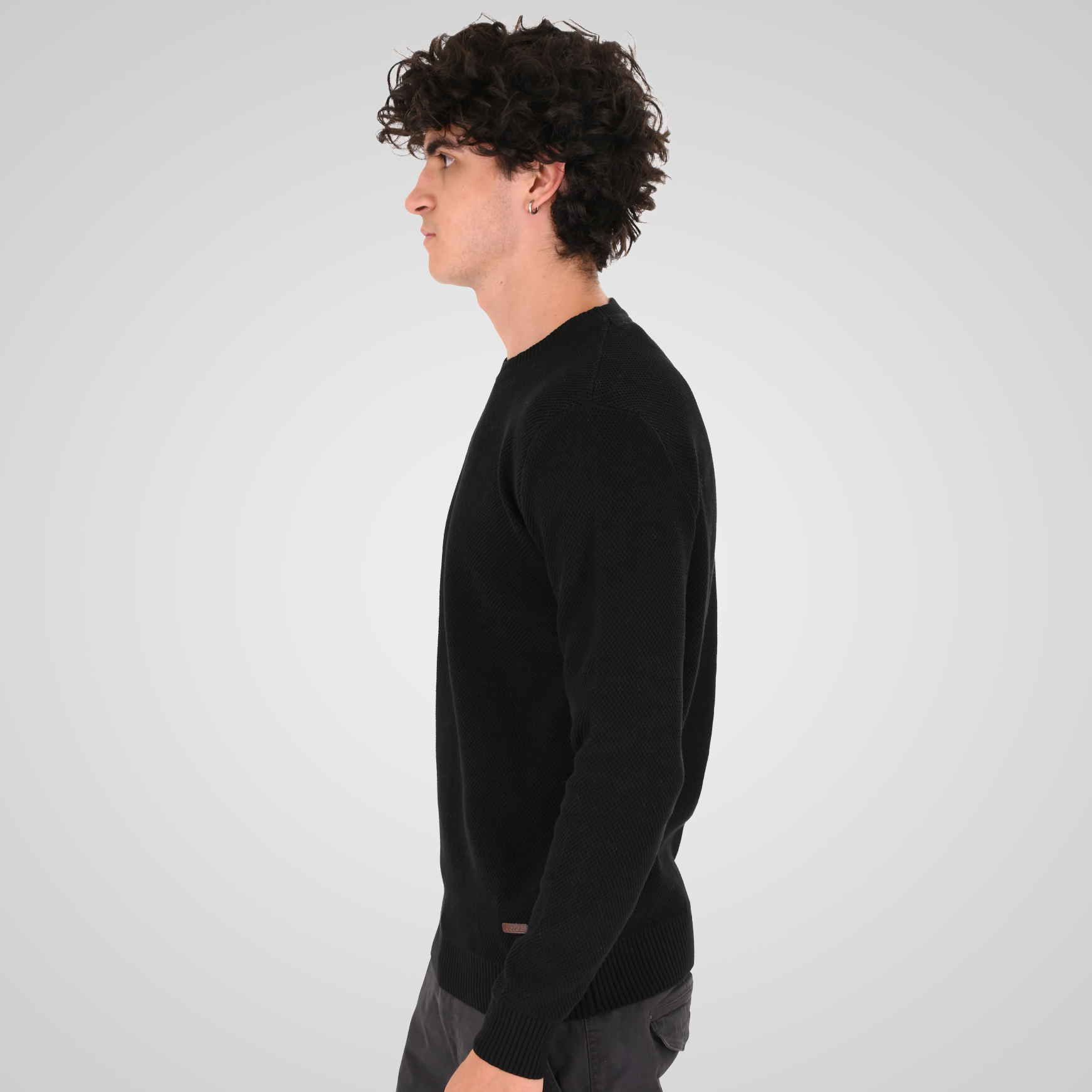 262KNIT-8075 KNITS CREWNECK (SPECIAL KNITTING) BLACK - Image 3