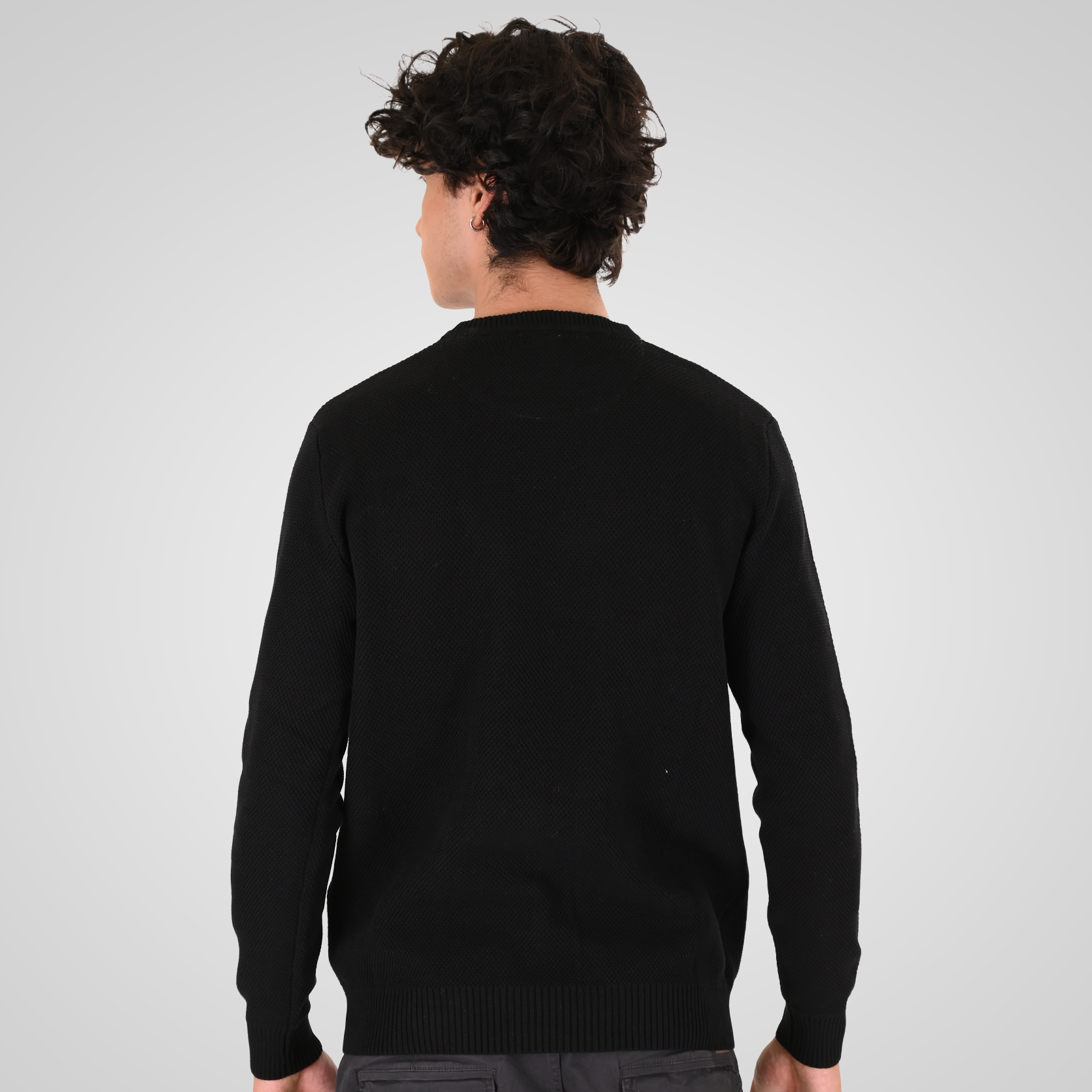 262KNIT-8075 KNITS CREWNECK (SPECIAL KNITTING) BLACK - Image 4