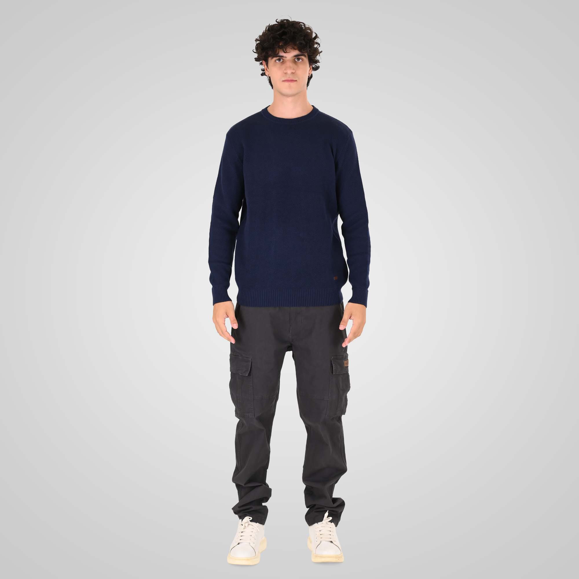 262KNIT-8075 KNITS CREWNECK (SPECIAL KNITTING) BLUE MARINE - Image 2