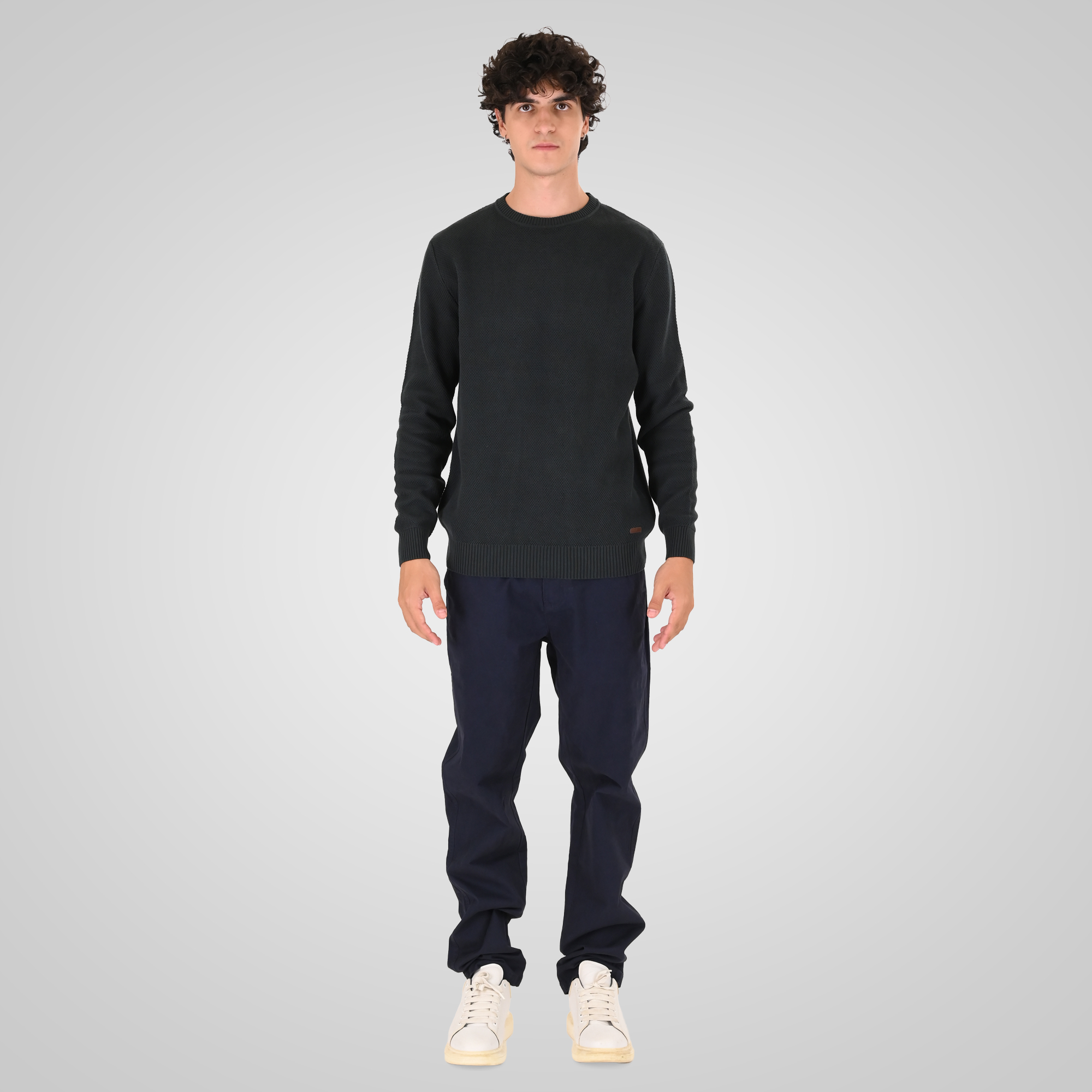 262KNIT-8075 KNITS CREWNECK (SPECIAL KNITTING) DEEP FOREST - Image 2